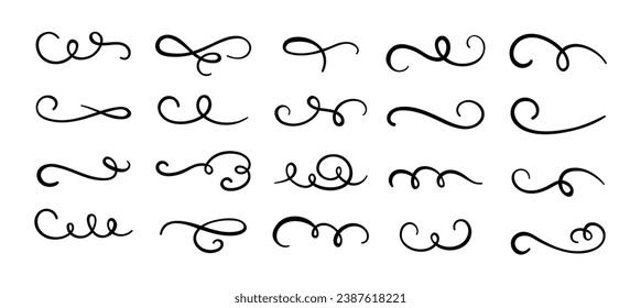 Calligraphic swirl flourish set collection