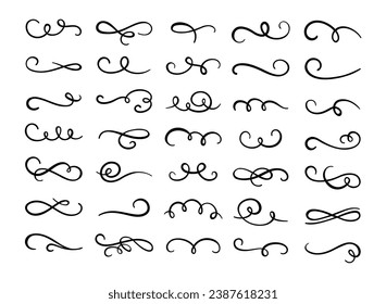 Calligraphic swirl flourish set collection