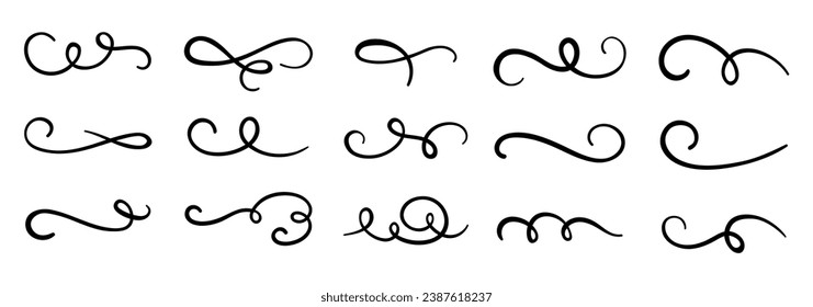 Calligraphic swirl flourish set collection