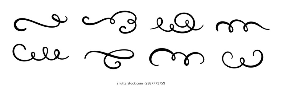 Calligraphic swirl flourish set collection