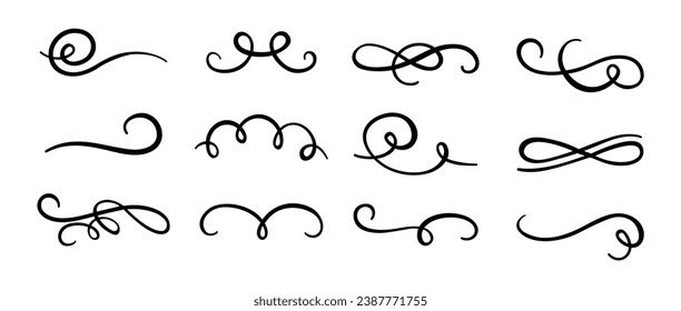 Calligraphic swirl flourish set collection