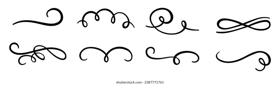 Calligraphic swirl flourish set collection