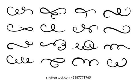 Calligraphic swirl flourish set collection