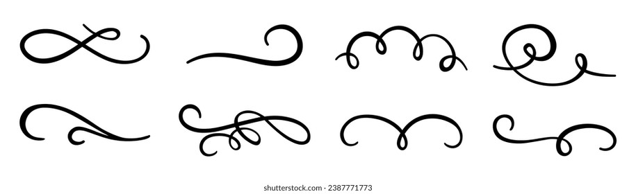 Calligraphic swirl flourish set collection