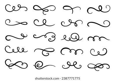 Calligraphic swirl flourish set collection