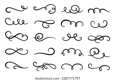 Calligraphic swirl flourish set collection