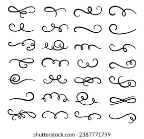 Calligraphic swirl flourish set collection