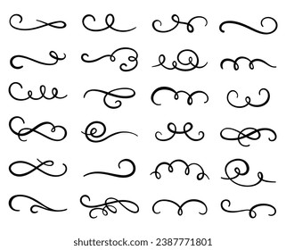 Calligraphic swirl flourish set collection