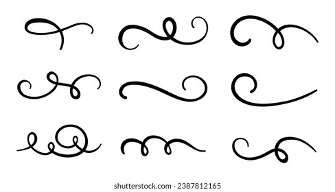 Calligraphic swirl flourish set collection