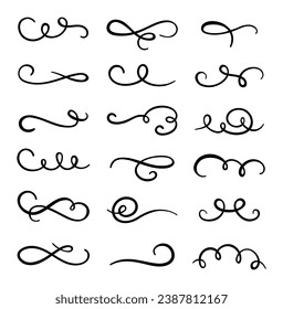 Calligraphic swirl flourish set collection