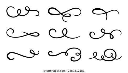 Calligraphic swirl flourish set collection