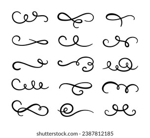 Calligraphic swirl flourish set collection