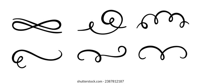 Calligraphic swirl flourish set collection