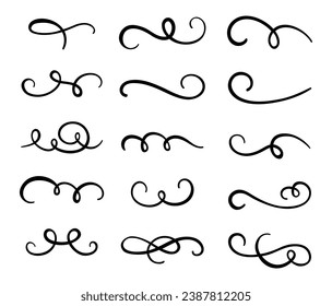 Calligraphic swirl flourish set collection