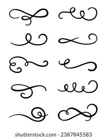 Calligraphic swirl flourish set collection