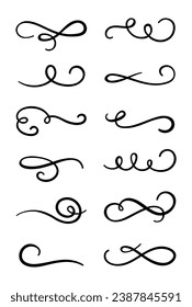 Calligraphic swirl flourish set collection