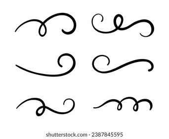 Calligraphic swirl flourish set collection