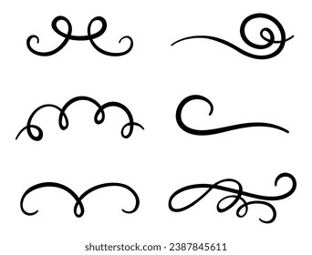 Calligraphic swirl flourish set collection