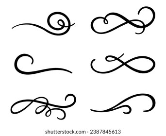 Calligraphic swirl flourish set collection