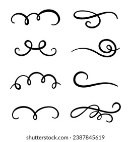 Calligraphic swirl flourish set collection