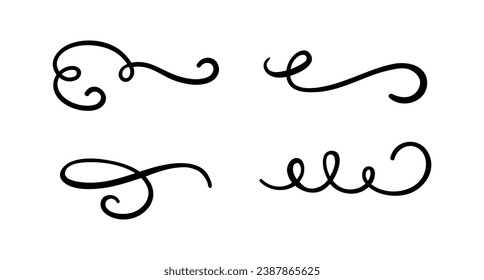 Calligraphic swirl flourish set collection