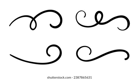 Calligraphic swirl flourish set collection