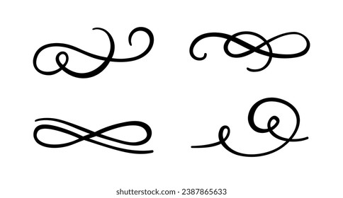 Calligraphic swirl flourish set collection