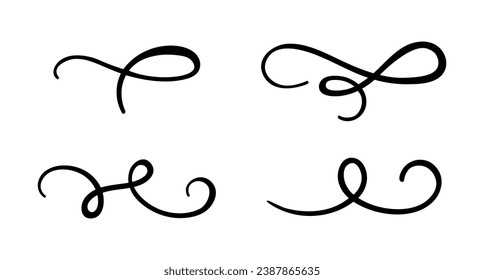 Calligraphic swirl flourish set collection