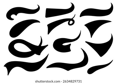 Calligraphic swoosh tail set for baseball design