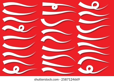 Calligraphic swoosh tail set, underline marker strockes.Swirl strokes, swish typography font elements for athletics, baseball decoration. Sports swash shapes set in retro style vector illustrator. 888