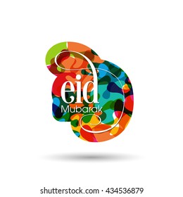 Calligraphic text of Eid Mubarak for the celebration of Muslim community festival.