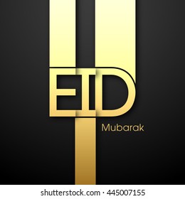 Calligraphic text of Eid Mubarak for the celebration of Muslim community festival.