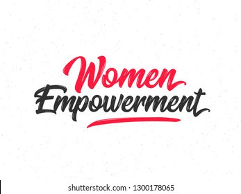 Calligraphic Text Women Empowerment In Red And Black Color.