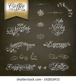 Calligraphic titles and symbols for Coffee menu and design