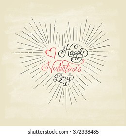 Calligraphic Valentine's headline in the form of heart. Hand drawn elements. Vector illustration.