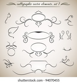 calligraphic vector elements. set 1