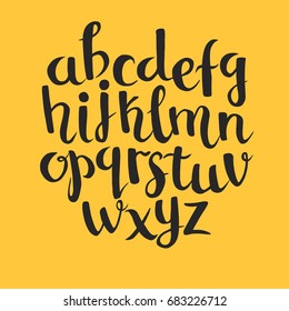 Calligraphic vector font. Lettering latin alphabet. Modern abc calligraphy. Black letters for you text or logo