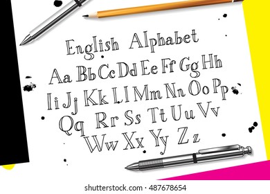Calligraphic vector script font.