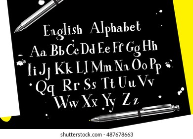 Calligraphic vector script font.