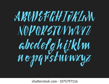 Calligraphic vector script font. Handwritten brush style modern calligraphy cursive typeface.