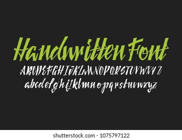 Calligraphic vector script font. Handwritten brush style modern calligraphy cursive typeface.