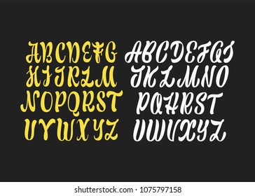 Calligraphic vector script font. Handwritten brush style modern calligraphy cursive typeface.