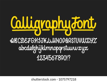 Calligraphic Vector Script Font. Handwritten Brush Style Modern Calligraphy Cursive Typeface.