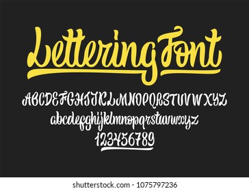 Calligraphic vector script font. Handwritten brush style modern calligraphy cursive typeface.