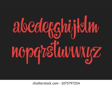 Calligraphic vector script font. Handwritten brush style modern calligraphy cursive typeface.