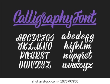 Calligraphic Vector Script Font. Handwritten Brush Style Modern Calligraphy Cursive Typeface.