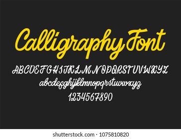 Calligraphic Vector Script Font. Handwritten Brush Style Modern Calligraphy Cursive Typeface.