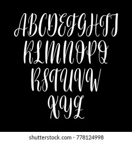 Calligraphic vector script font. upper case letters set. Handwritten brush calligraphy