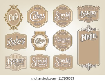 calligraphic vector sign and label design set