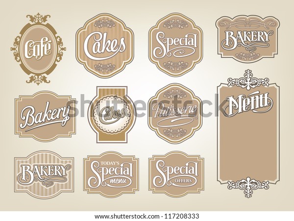 calligraphic vector sign\
and label design\
set